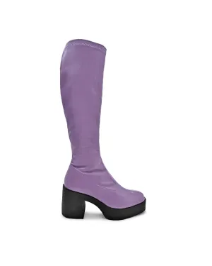 Izumi Violet Patent Stretch Leather Chunky Boots