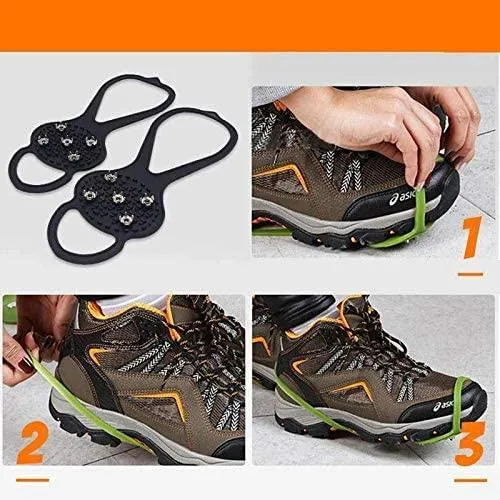 Kexle Universal Non-Slip Gripper Spikes - Ice Cleats with 5-Claw Anti-Slip Nails, Durable Shoe Ice &amp; Snow Grips, Ice Grippers Traction, Shoe Covers for Shoes and Hiking Boots Walking Climbing Fishing