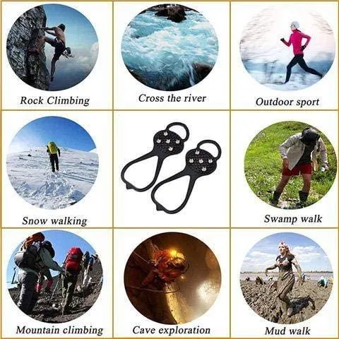 Kexle Universal Non-Slip Gripper Spikes - Ice Cleats with 5-Claw Anti-Slip Nails, Durable Shoe Ice &amp; Snow Grips, Ice Grippers Traction, Shoe Covers for Shoes and Hiking Boots Walking Climbing Fishing