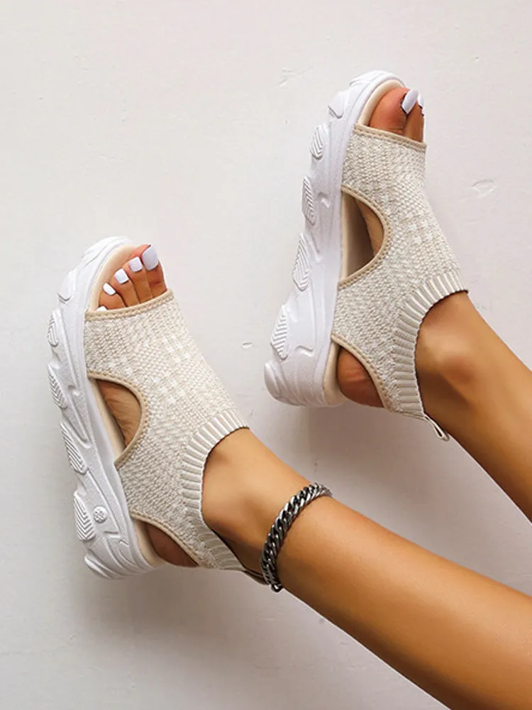 Knit Cutout Platform Sandals