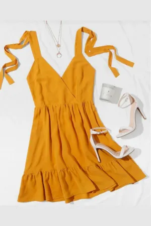 Knotted Strap Dress Yellow