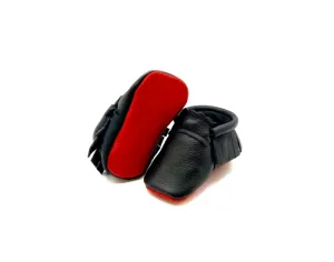 Lady Bug Baby Moccasins - Black & Red