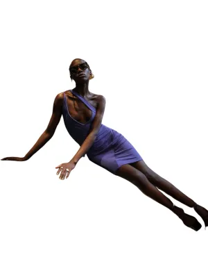 Lama Jouni V-Neck Double Strap Tube Dress Purple