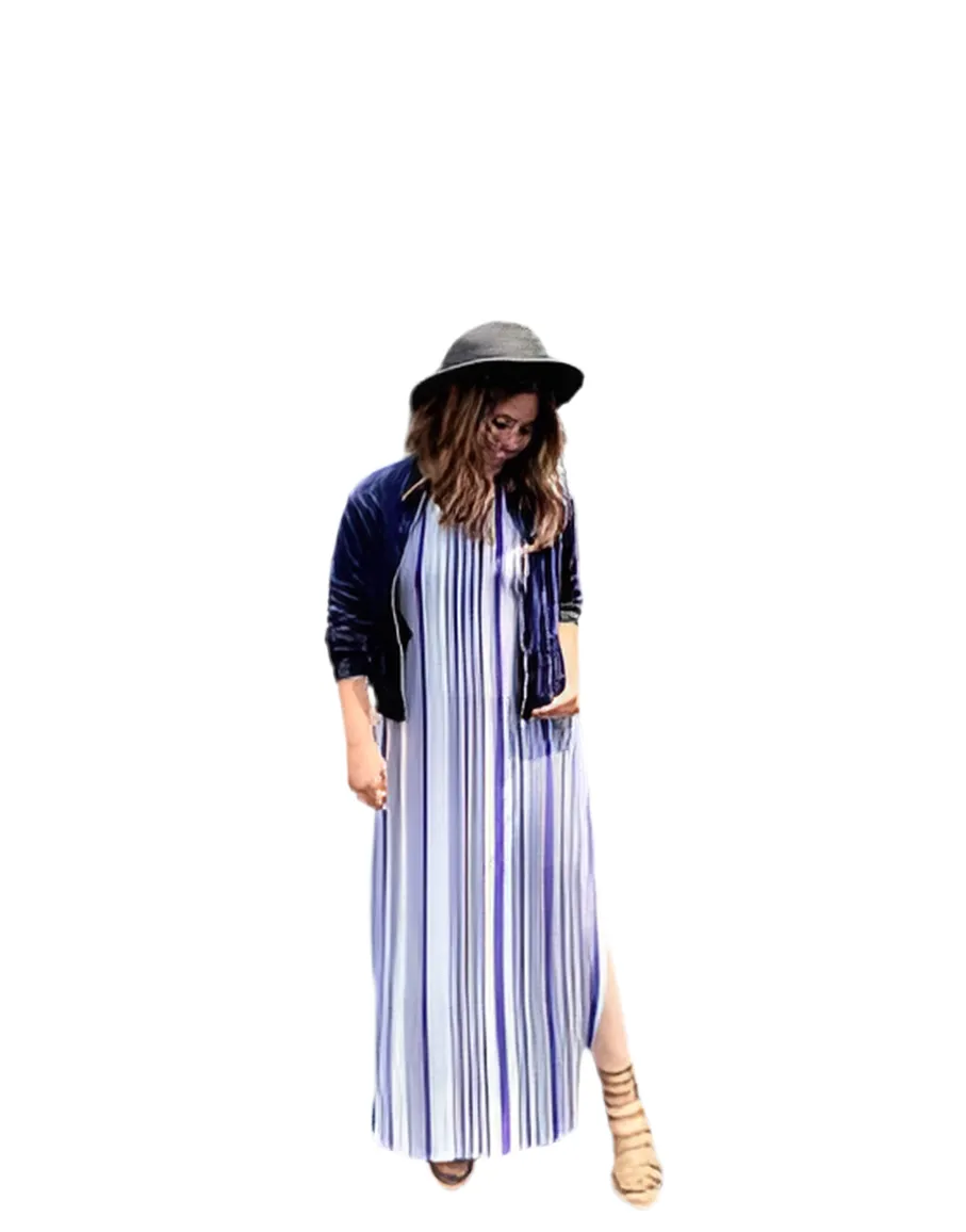 Macy - Black Navy White Tie Dye Stripe