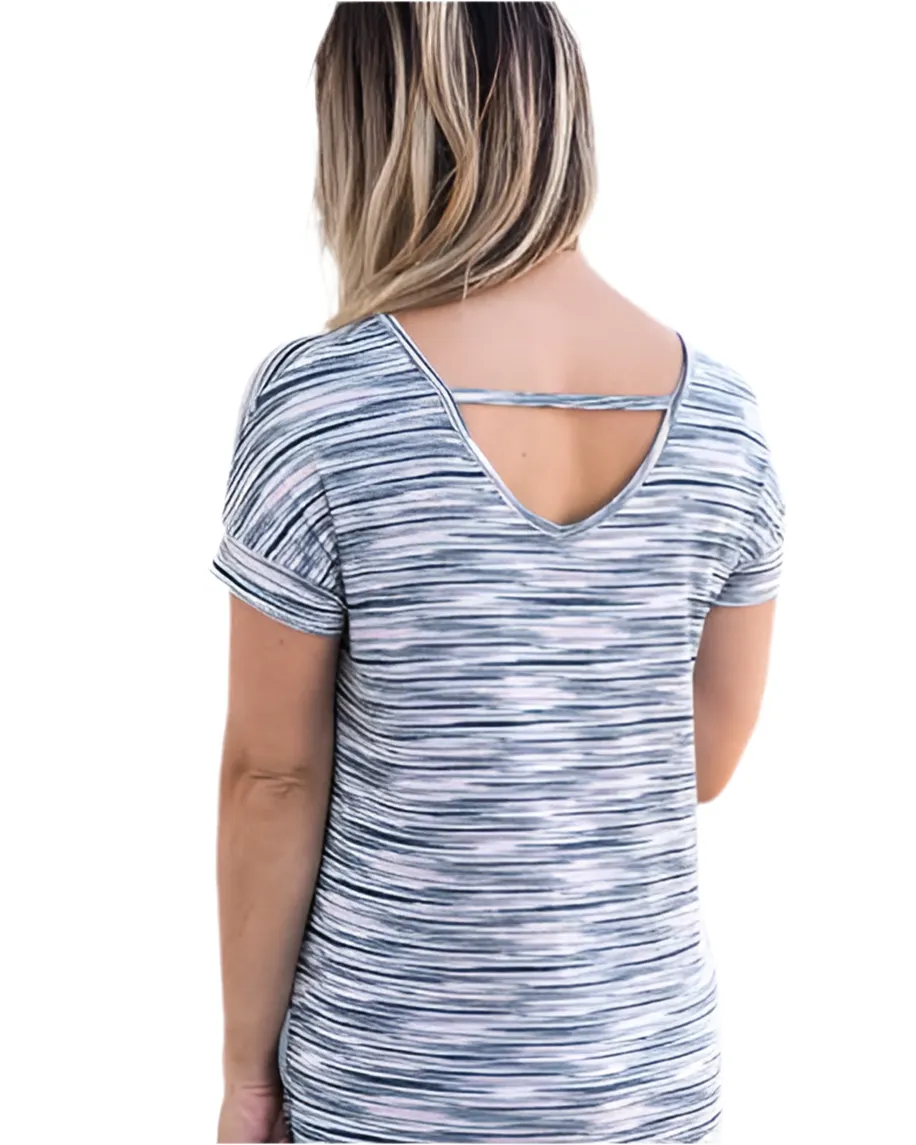 Macy - Black Navy White Tie Dye Stripe