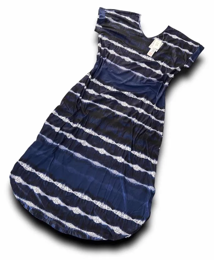 Macy - Black Navy White Tie Dye Stripe