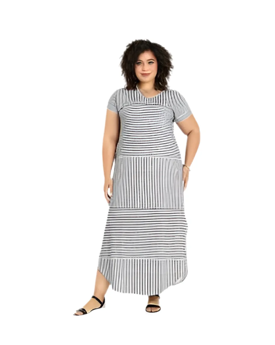 Macy - Black Navy White Tie Dye Stripe
