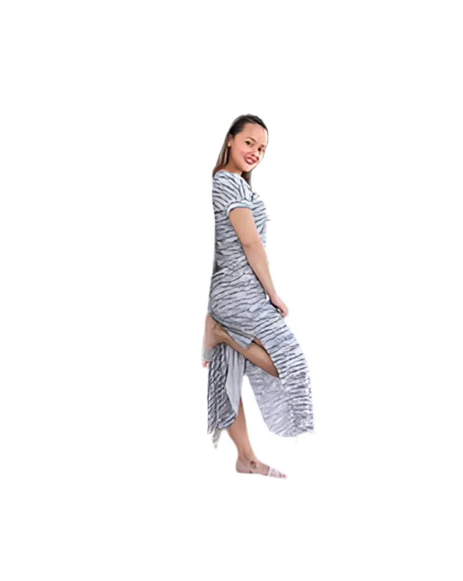 Macy - Black Navy White Tie Dye Stripe