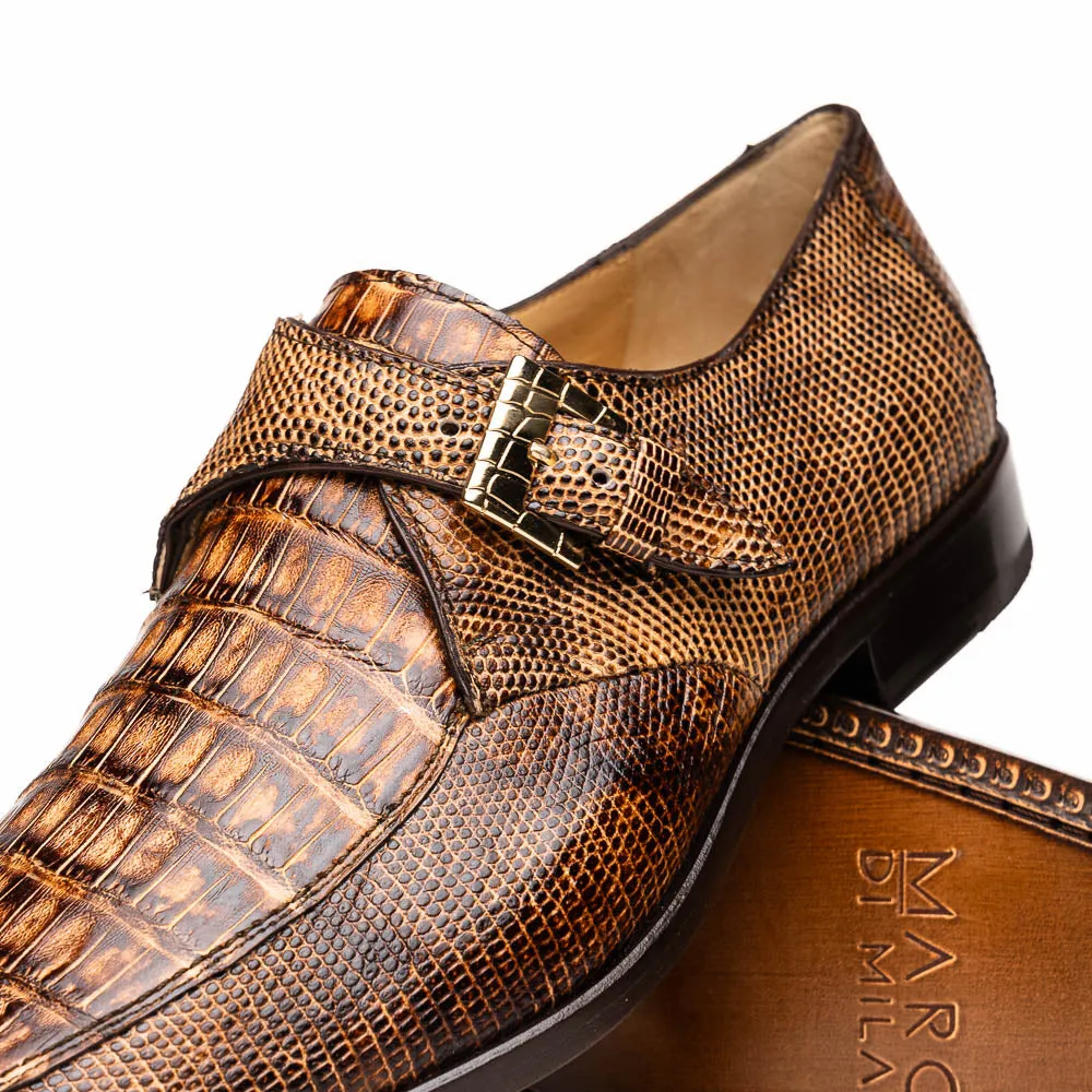 Marco Di Milano Toluca Rustic Orix Crocodile & Lizard Monk Strap Dress Shoes