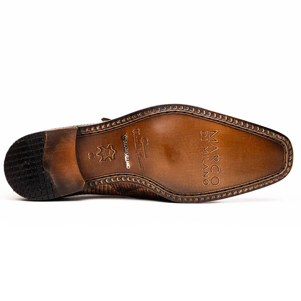 Marco Di Milano Toluca Rustic Orix Crocodile & Lizard Monk Strap Dress Shoes