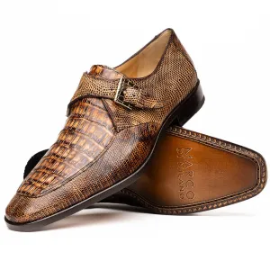 Marco Di Milano Toluca Rustic Orix Crocodile & Lizard Monk Strap Dress Shoes