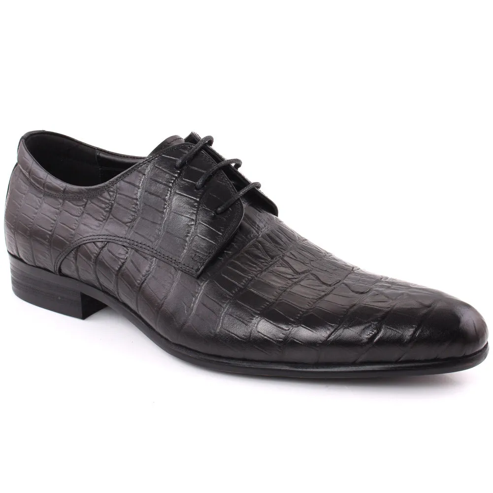 Men “RAUL” Closed Lace Textured Round Toe Formal Leather Shoes