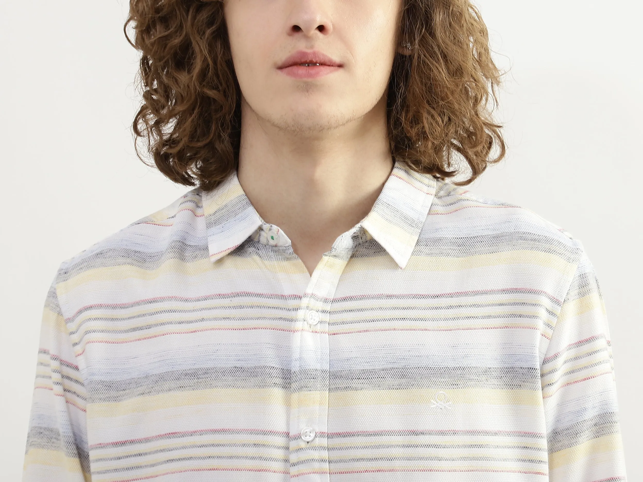 Men Striped Spread Collar Shirt