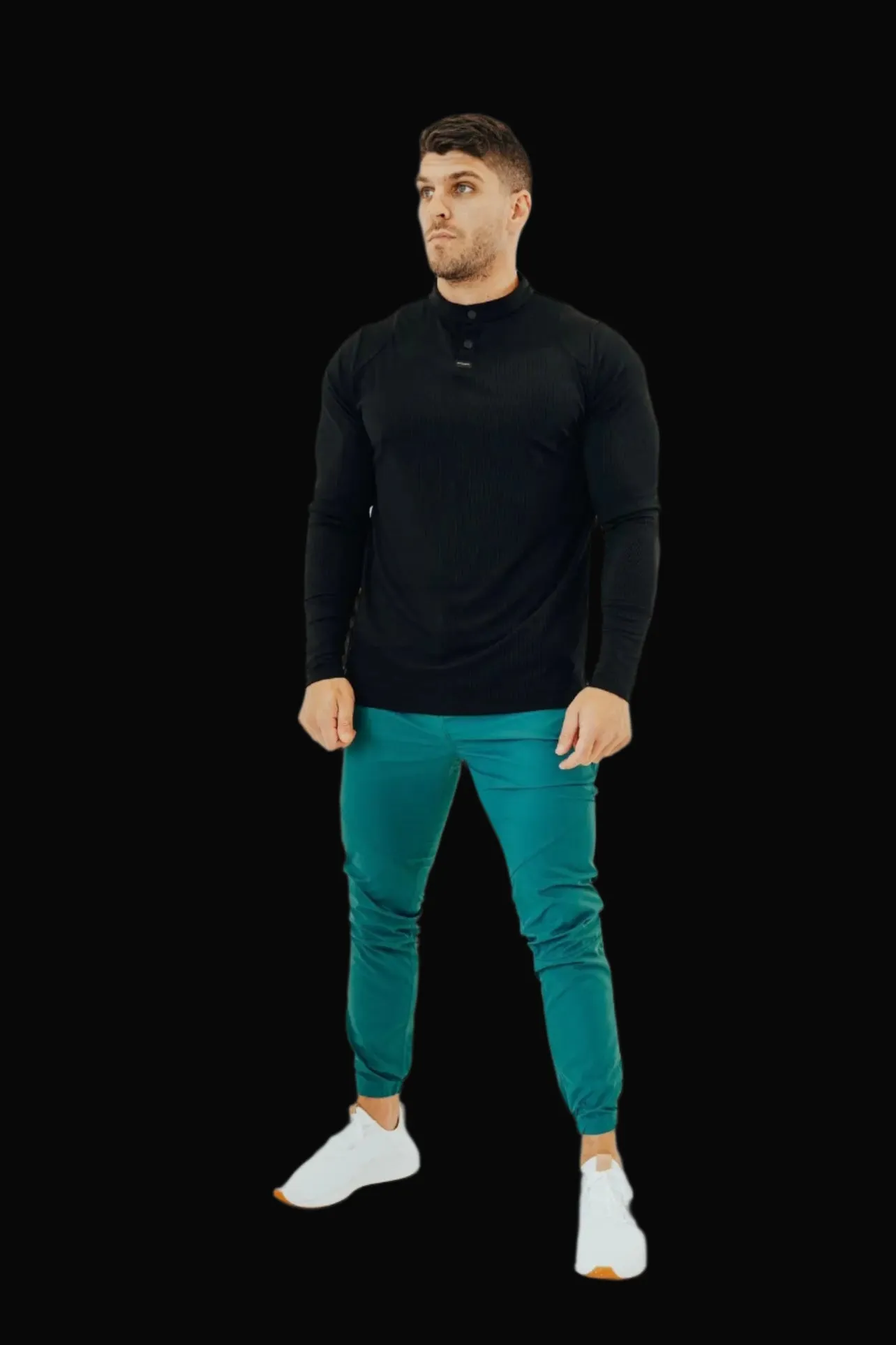 Men’s Ace Long Sleeve Golf Shirt - All Black