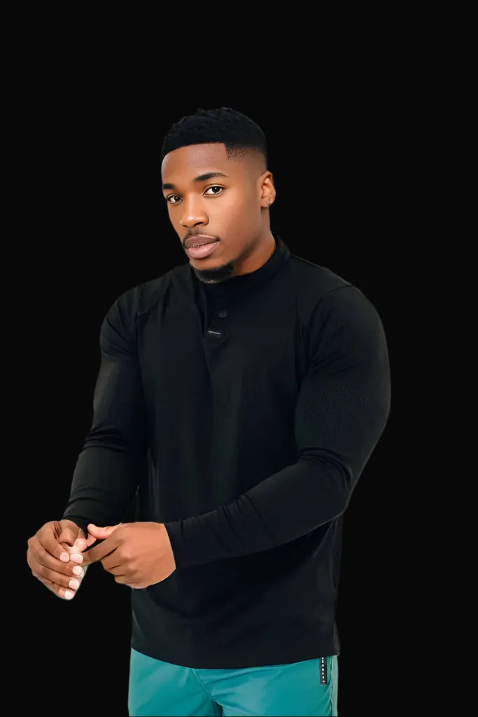 Men’s Ace Long Sleeve Golf Shirt - All Black