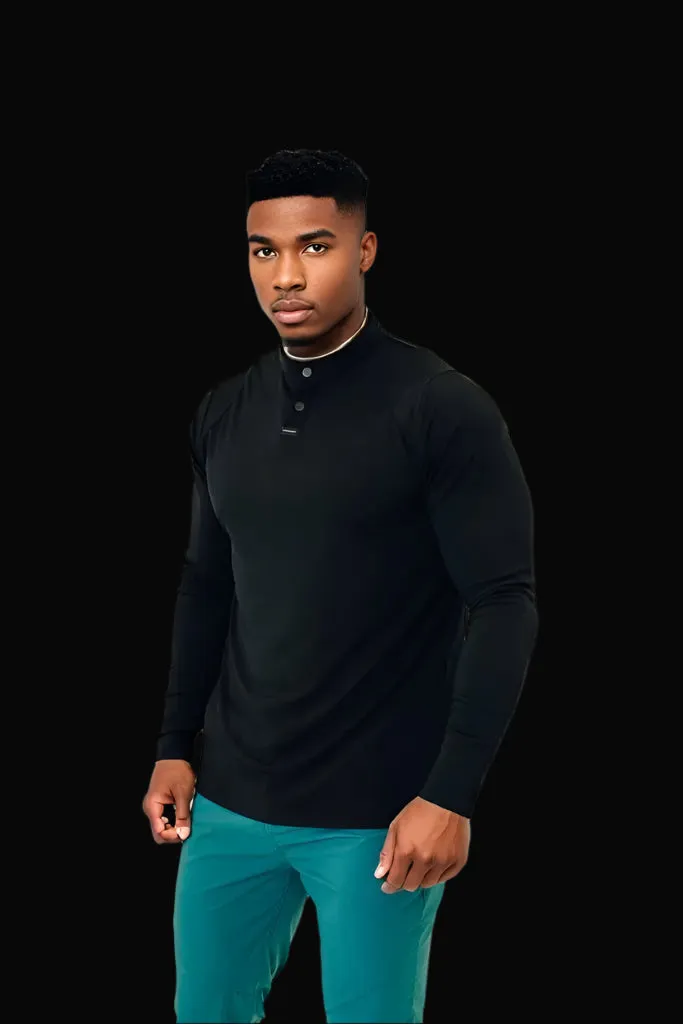 Men’s Ace Long Sleeve Golf Shirt - All Black