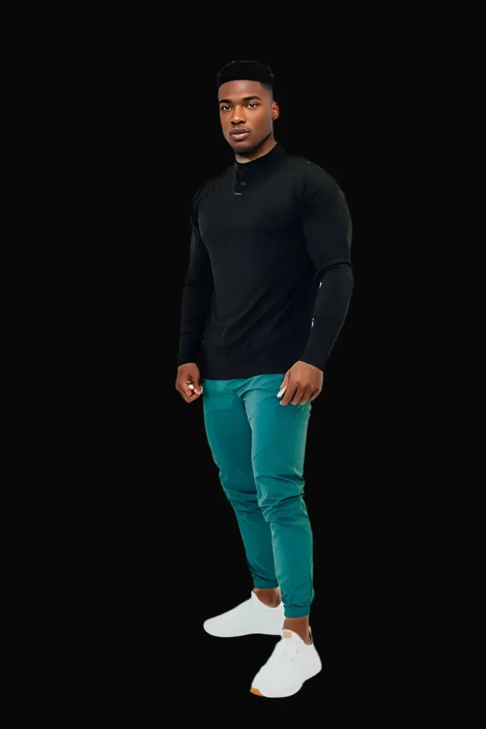 Men’s Ace Long Sleeve Golf Shirt - All Black