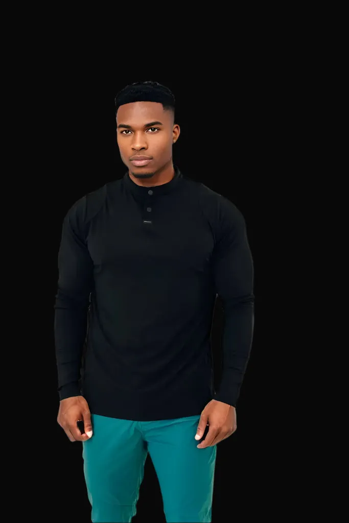 Men’s Ace Long Sleeve Golf Shirt - All Black
