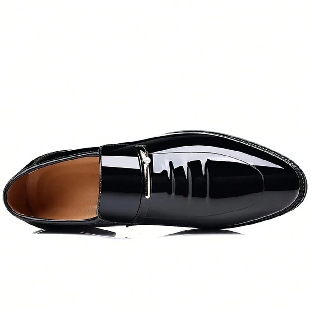 Mens Dress Shoes Formal Business Oxford High Gloss Patent Leather Slip On Loafers Comfortable Shoe For Men