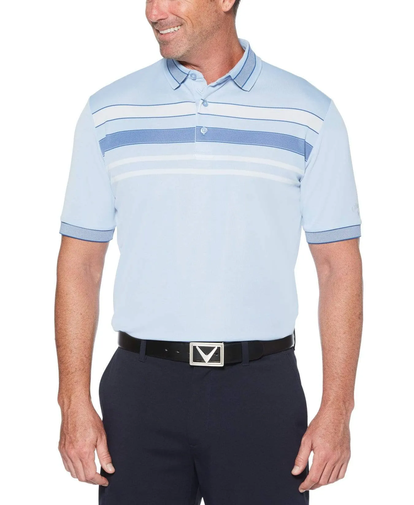Mens Engineered Chest Stripe Polo