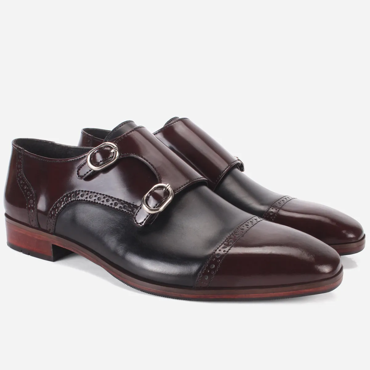 Mens "BLAISE" Double Tone Monk Strap Shoes