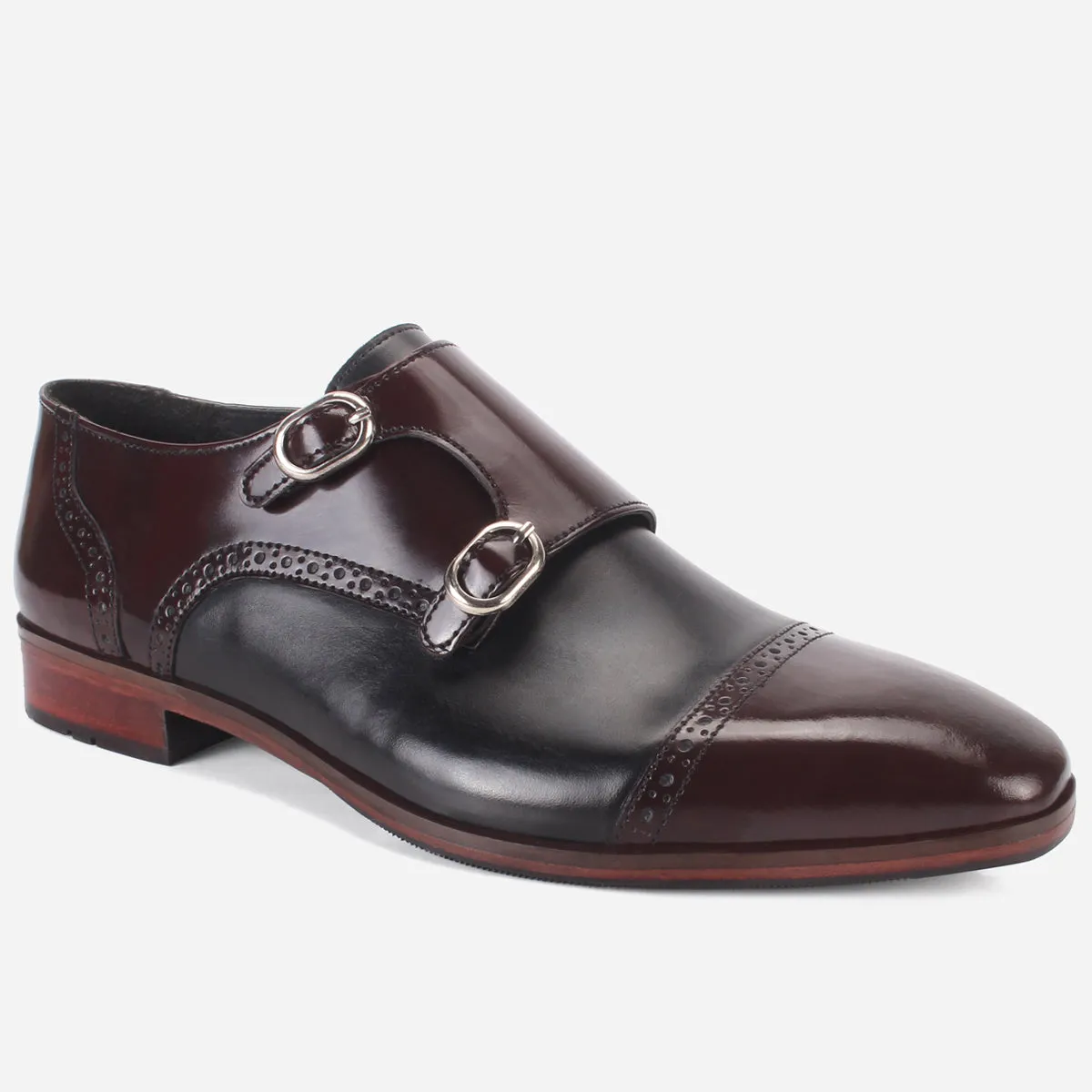 Mens "BLAISE" Double Tone Monk Strap Shoes