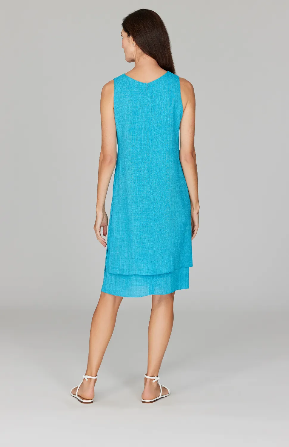 Microlinen Short Double Layer Dress w/ Slits