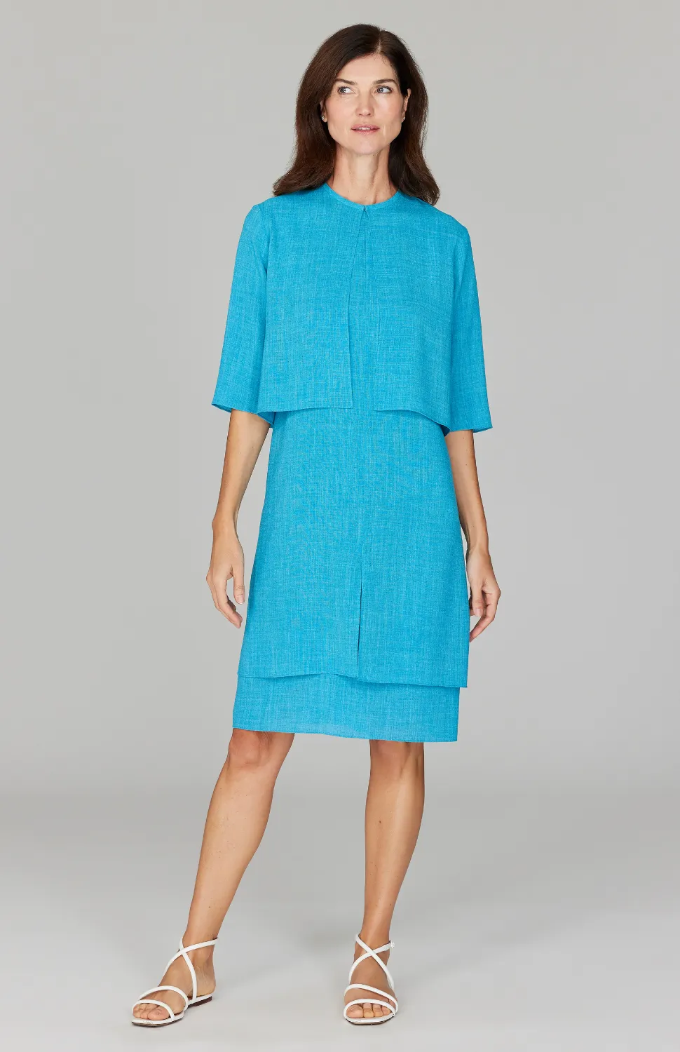 Microlinen Short Double Layer Dress w/ Slits