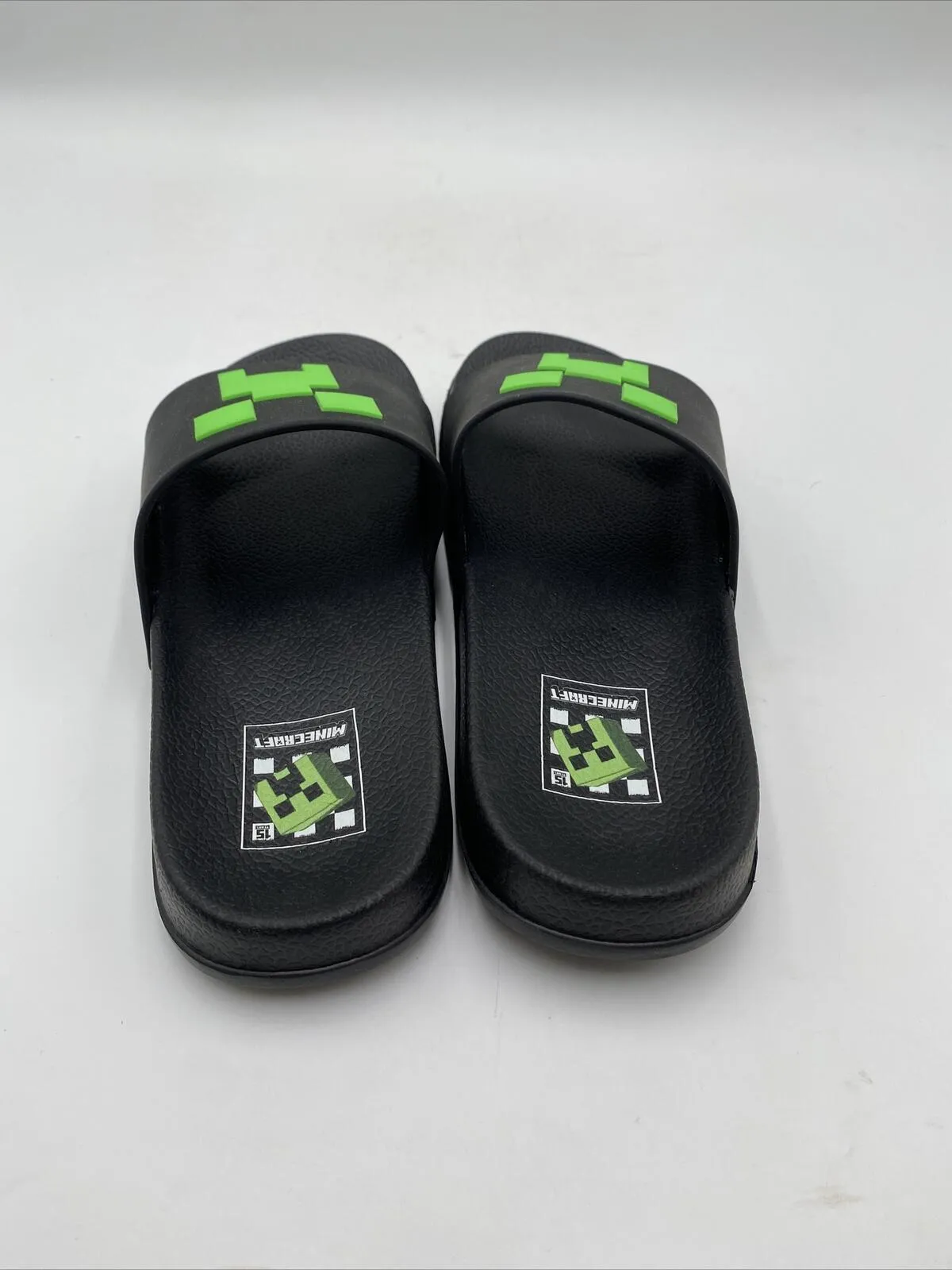 Minecraft Boys' Sport Slide Sandals Outdoor Pool Slides Black Size 3-4