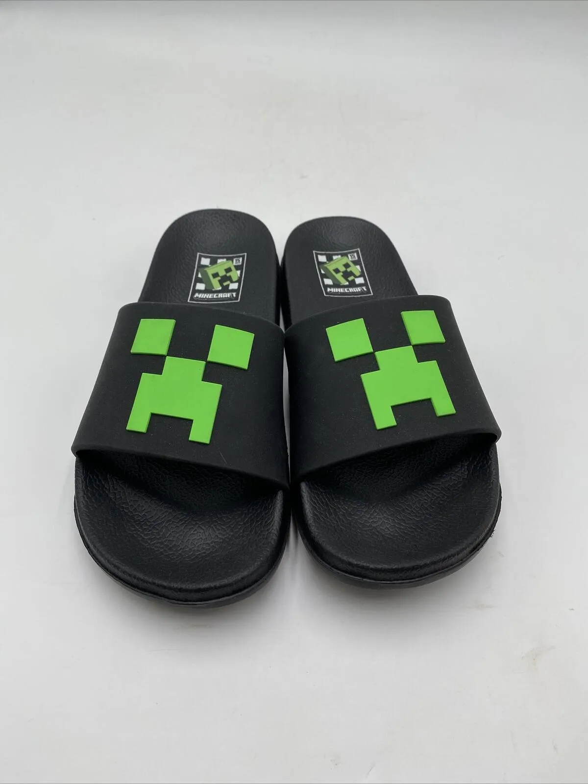 Minecraft Boys' Sport Slide Sandals Outdoor Pool Slides Black Size 3-4