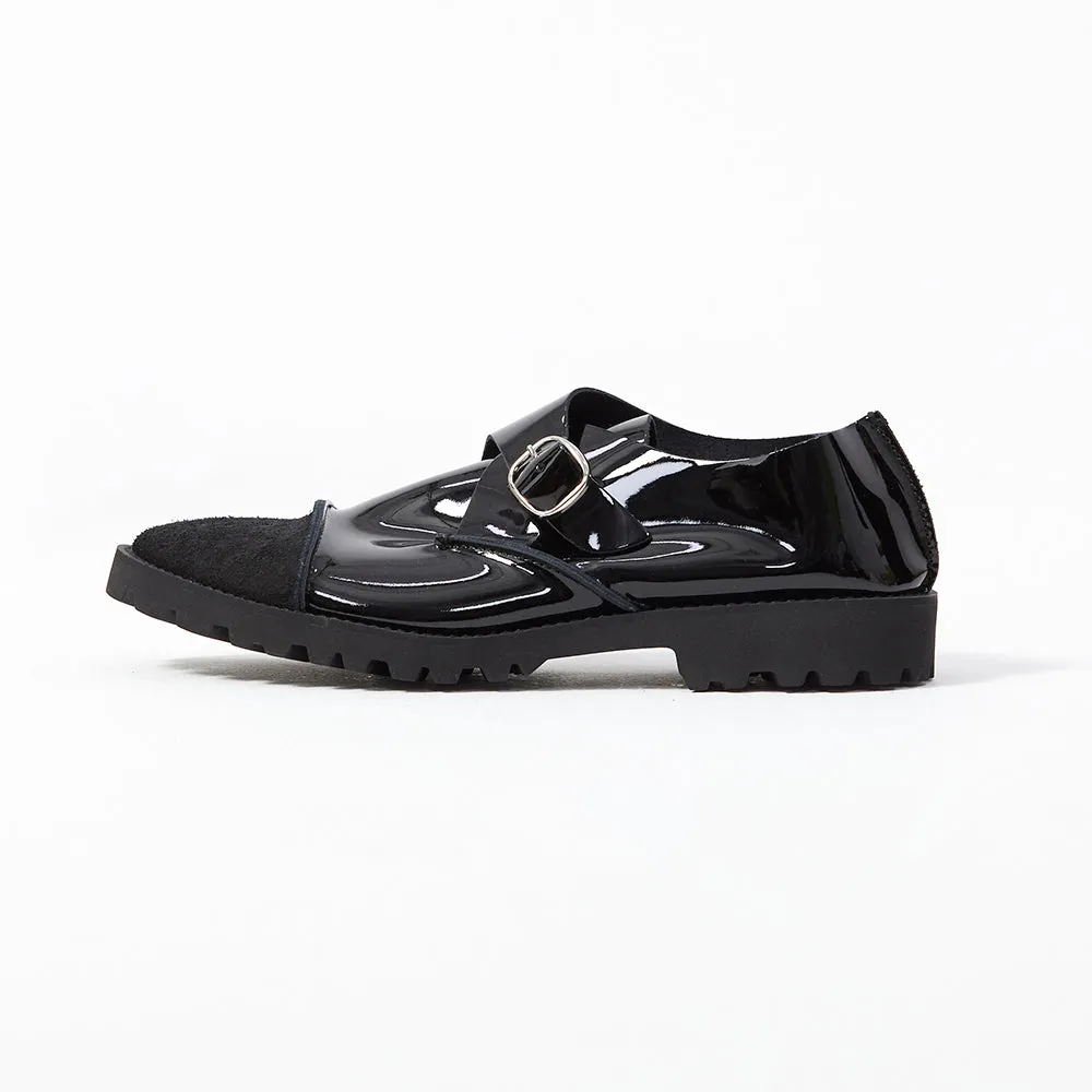 MONK SHOES　SUEDE BLACK / PATENT BLACK