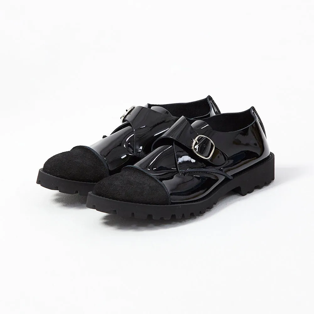 MONK SHOES　SUEDE BLACK / PATENT BLACK