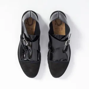 MONK SHOES　SUEDE BLACK / PATENT BLACK