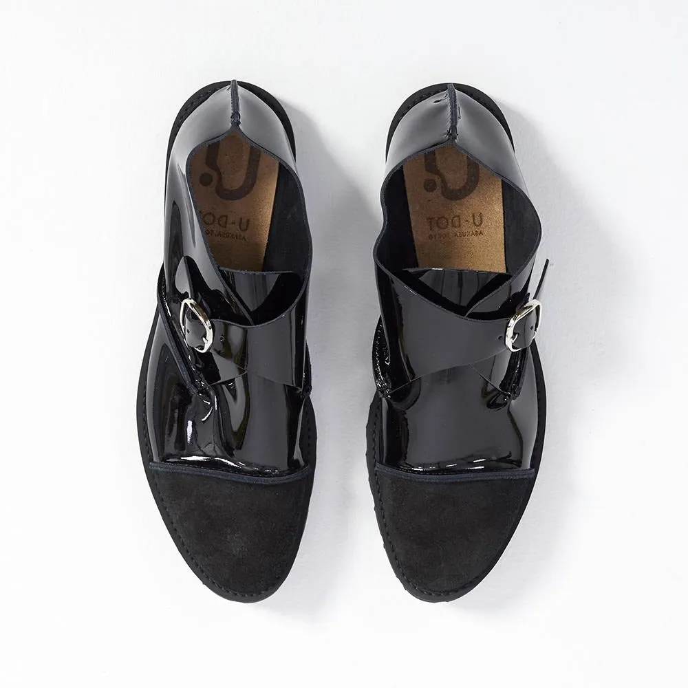 MONK SHOES　SUEDE BLACK / PATENT BLACK