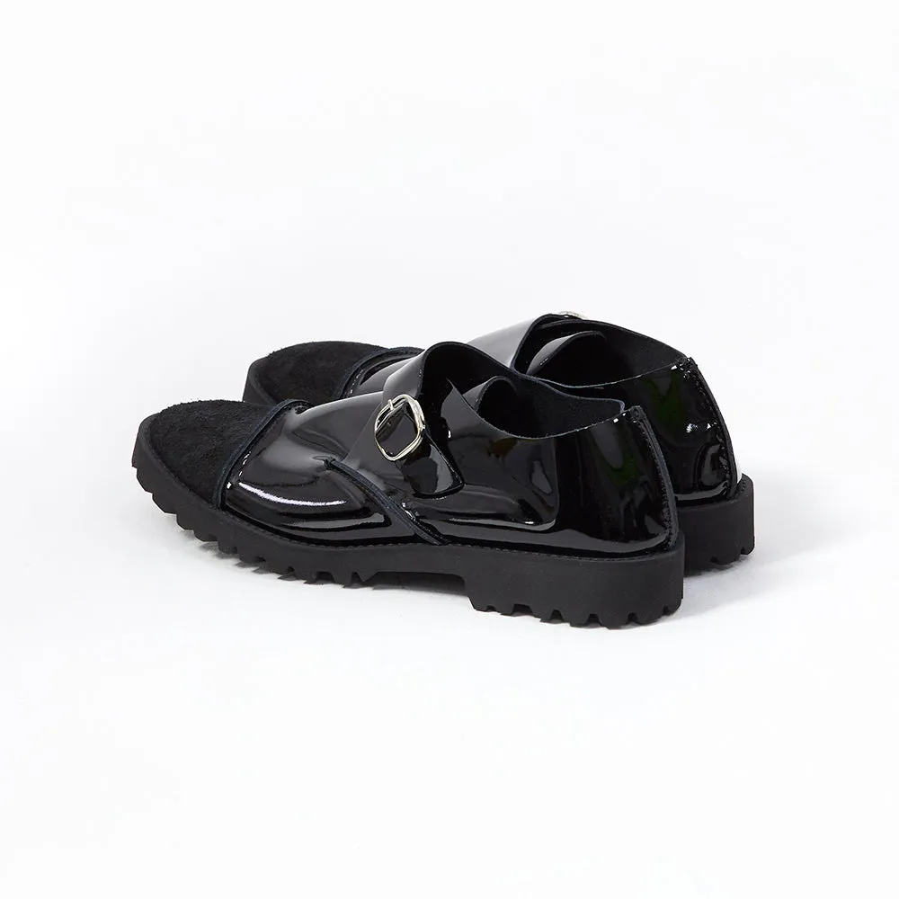 MONK SHOES　SUEDE BLACK / PATENT BLACK