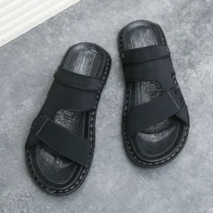 Neue Ledersandalen Sommermode Handgefertigte Herrenflats Hollow Lederschuhe Gold Schwarz