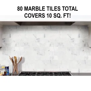 New 2 BOXES Calacatta Cressa 3" x 6" Marble Subway Wall &amp; Floor Tile By MSI (10 Sq. Ft TOTAL) 40 Pieces/Box = 80 Total! Retails $420 