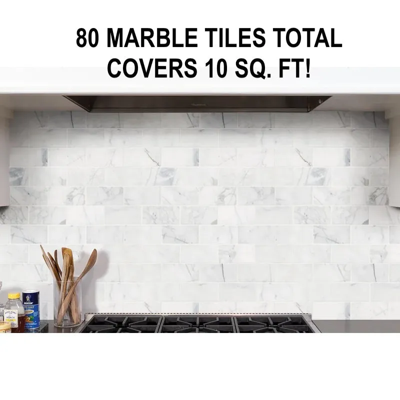 New 2 BOXES Calacatta Cressa 3" x 6" Marble Subway Wall &amp; Floor Tile By MSI (10 Sq. Ft TOTAL) 40 Pieces/Box = 80 Total! Retails $420 