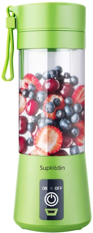 New in box! Supkitdin Portable Blender, Personal Mixer Fruit Rechargeable with USB, Mini Blender for Smoothie, Fruit Juice, Milk Shakes, 380ml, Six 3D Blades for Great Mixing (Green)