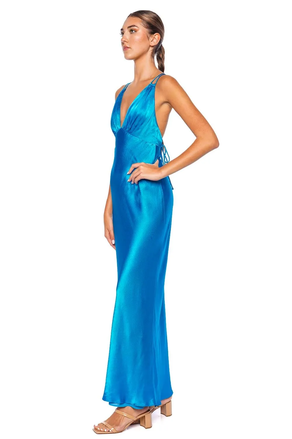 Nora Plunged Double Strap Maxi Dress