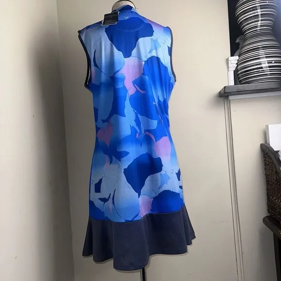 NWT Callaway Ladies Opti-dry Blue Sea Star Golf Dress Sun Protection Size Large