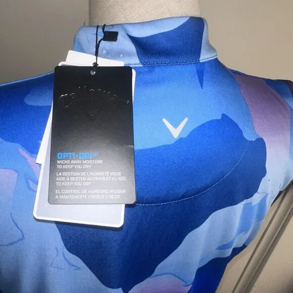 NWT Callaway Ladies Opti-dry Blue Sea Star Golf Dress Sun Protection Size Large