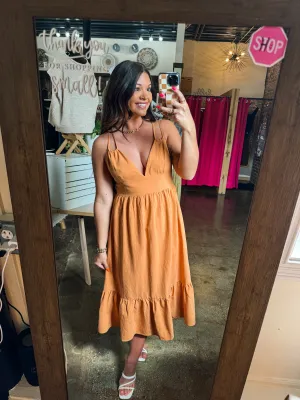ORANGE CRUSH MIDI DRESS