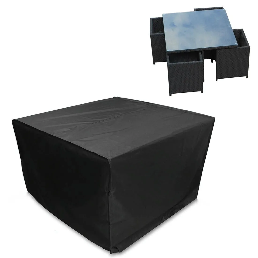 Outdoor Furniture Set Cover - Anti-Uv Waterproof Dust-Proof 210D Oxford Cloth Folding 126X126X74Cm Black