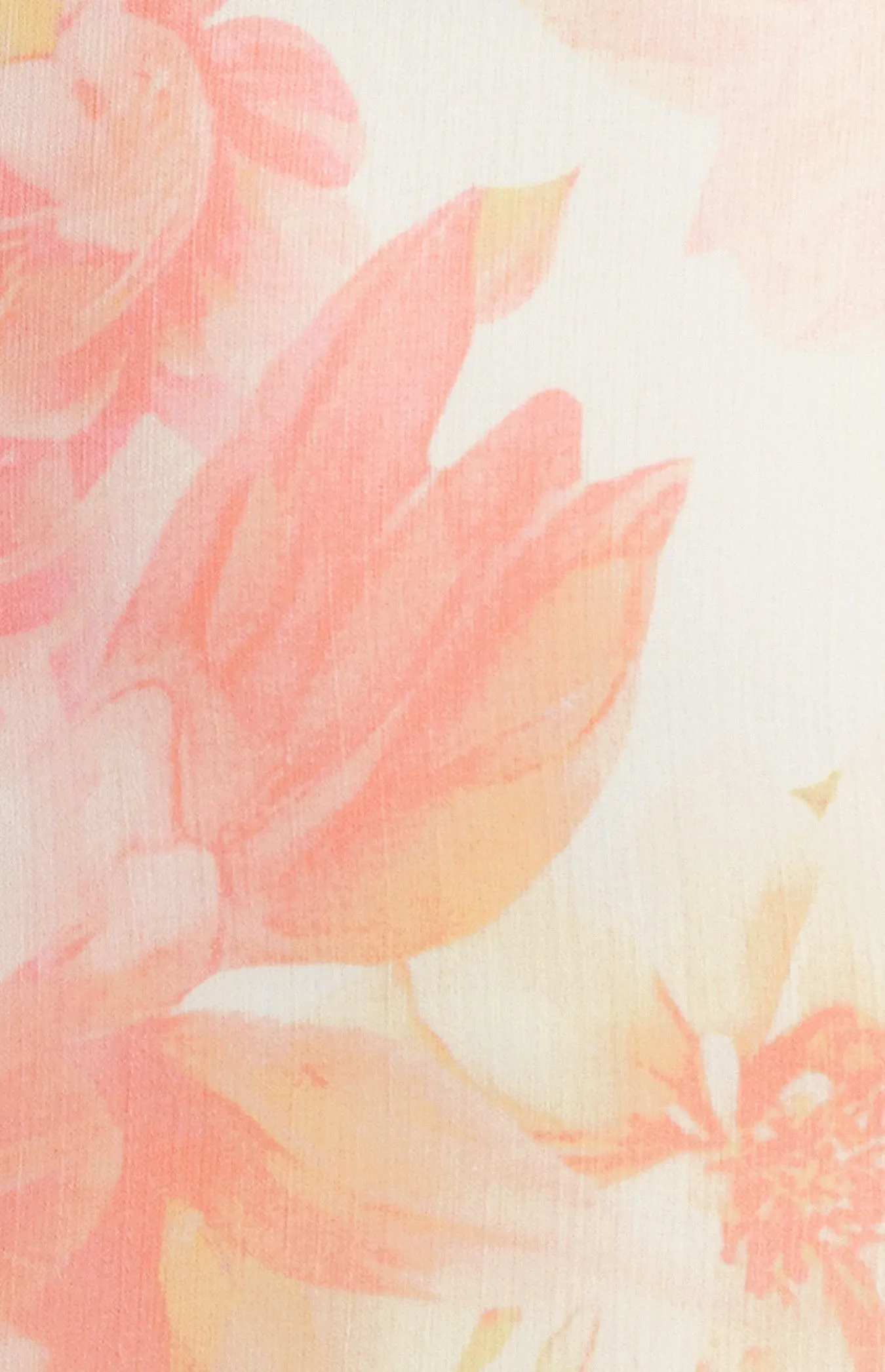 Peach Floral Chiffon Mini Dress with Ruffled Strap Detail