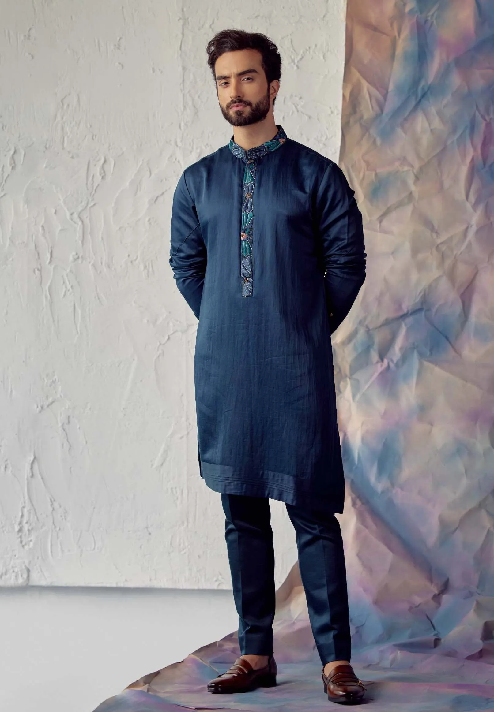 Peacock Blue Shrug Kurta Set