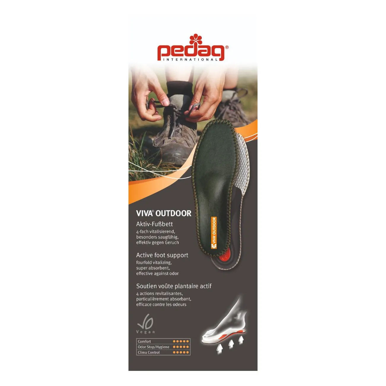 Pedag Viva Outdoor Insole, Ideal Foot Support for Active People