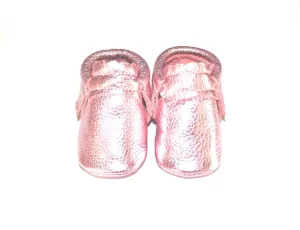 Pink Metallic Baby Moccasins