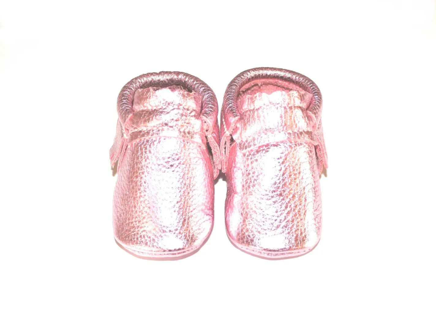 Pink Metallic Baby Moccasins