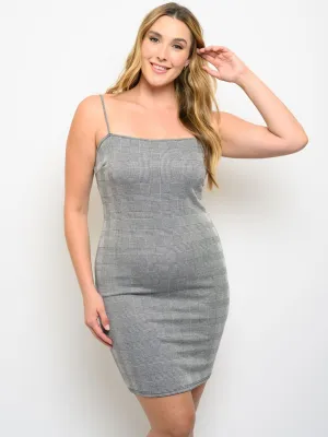 PLUS SIZE SLEEVELESS PLAID MINI DRESS